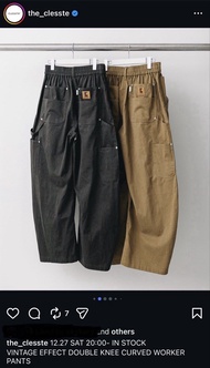 Clesste Vintage Effect Double Knee Curved Worker Pants