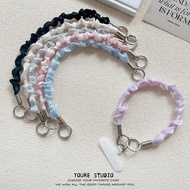 handphone sling strap handphone wrist strap Minimalist, high-end pleated silk lanyard short wrist st
