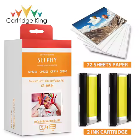 6 inch KP-36IN KP-108IN for Canon Selphy 2 Ink Cartridge and 72 Sheet Photo Paper for Selphy CP1300 