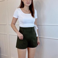 (JANUARY BRAND) SMLXL2XL High Waist Short pants women High Waist short 女装高腰短裤罗马弹力面料后腰伸缩裤头-JN5199