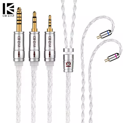 KBEAR Limpid Pro 8 Core Pure Silver HIFI Wired Earphone Cable Headphone Earbuds Headset Connector Fo