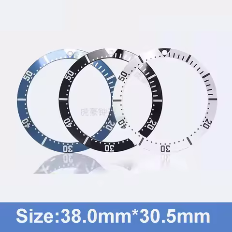 MOD 38.0mm*30.5mm Black Blue White slope Aluminum Luminous Beads Bezel Insert For Seamaster