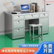 不鏽鋼辦公桌工作腦桌無塵車間實驗室加厚操作檯家用抽屜定製