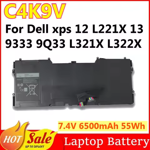 C4K9V 7.4V 6500mAh 55Wh Laptop Battery For Dell xps 12 L221X 13 9333 9Q33 L321X L322X Replacement Y9