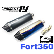 Project79 Exhaust QJ Motor Fort 350 Ekzos Tabung Long Muffler Black Rainbow Carbon Fort350 SCOOTER Q