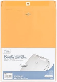 Mead Clasp Envelopes, 10" x 13", Brown Kraft, Office Pak, 15 per Box (76022)
