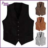 Men Suit Vest V-Neck Sleeveless Single Breasted Slim Fit Waistcoat with Pockets Solid Color Formal B