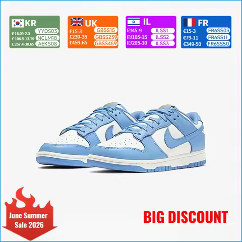 Nike Dunk Low Women's Casual Classic Versatile Slip-Resistant North Carolina Blue DD1503-100
