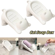 Bathroom White Cat Soap Box Cartoon Cat Plastic Soap Boxs Cute Bathroom SoapBox