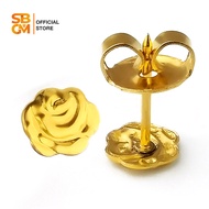 SBGM Jewelry HIGH QUALITY AUTHENTIC 10K GOLD ROSE STUD EARRINGS FOR KIDS AND BABIES -DOUBLE LOCK