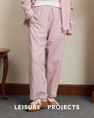 (Leisure Projects) LEISURE relax pants กางเกงผ้าคอตตอนลายทาง ทรง relax fit