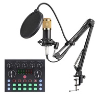 J.I.Y S8 Wireless Lavalier Microphone+V8 Sound Card Holder Set Tik Tok Live K Song