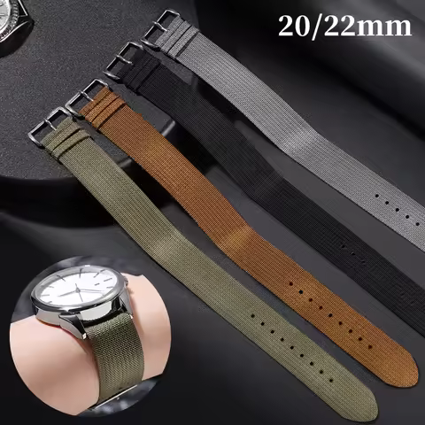 20mm 22mm Nylon Strap for Smart Watch Canvas Ribbed Watch Band Women Men Soft Sport Breathable Repla
