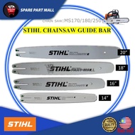 STIHL GERMANY ROLLOMATIC CHAINSAW CHAIN GUIDE BAR 14” 16” 18” 20" PAPAN RANTAI CHAIN SAW ELEKTRIK MS170 MS180 MS250