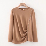 Plus Size XL-4XL Women's Pink Khaki Spring/Autumn T-shirt