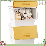 3-Open Toy Storage Bin, Super Compact Multi-Color Stackable Flip Lid Clothes Storage Bin, Large Area