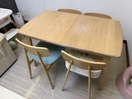 實木伸縮餐枱連櫈