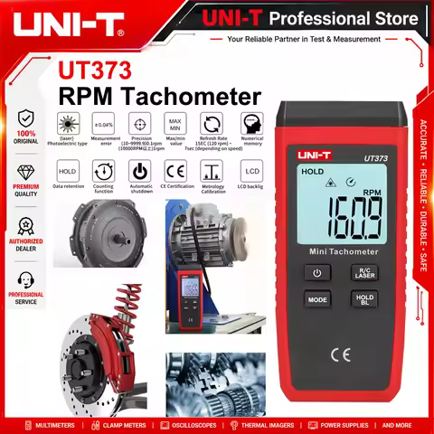 UNI-T Mini Digital Laser Tachometer UT373 Non-Contact Tachometer RPM Range 10-99999RPM Tachometer Od