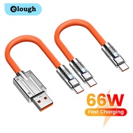 Elough 0.25M 0.5M Short USB Type C Cable with LED Light 66W Fast Charging Type C to Type C Cable Dat