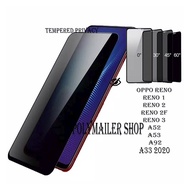 Tempered Glass Privacy Anti Spy Full Glue Oppo reno 1 6.4 6.6 2 2f 3 a52 A54 a78 a785g A54S A55 A57 