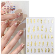 [abongbang1S] Irregular Block Pattern Mirror Glossy Nail Sticker Magic Horaphic 3D Gold Silver Decals Tips Manicure Decorations Nice