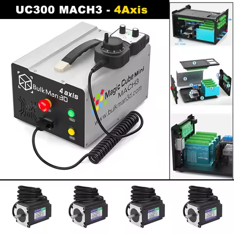 BulkMan3D UC300 Mach3 4-Axis Magic Cube Mini Control Box with MPG Handwheel 3N.m Closed-Loop Stepper