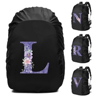 Backpack Cover Rainproof 20-70L Camping Outdoor Dust Ultralight Purple-Flower Letter Printed Backpac