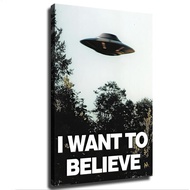 The X-Files-I Want To Believe Large Poster Canvas Wall Art Picture Print Hanging Photo Gift Idea Liv