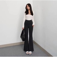 Flare Pants - Highwaist Flare Pants - Women's Semi-Cutbray Culottes