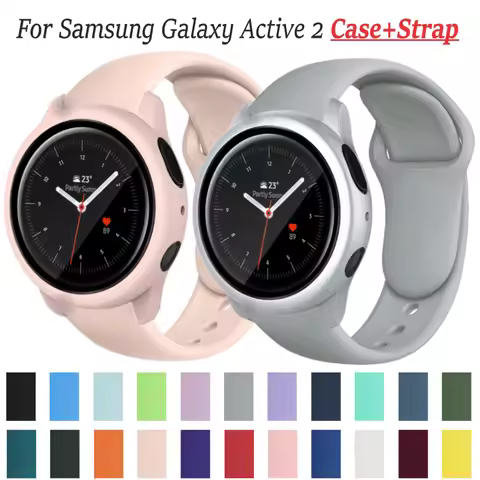 20mm Strap+Case for Samsung Galaxy Active2 40mm 44mm Screen Protector Bumper+Band for Samsung Galaxy