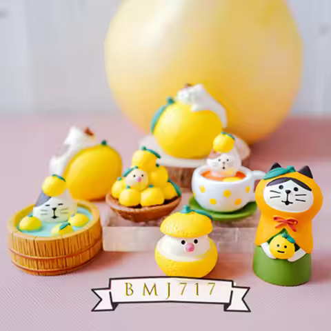 Zakka Orange Cat Resin Ornaments Japanese Honey Citrus Desktop Craft Home Scenic Decoration Desktop 