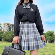 Japanese JK Uniform shirt Black and white short sleeve embroidered student shirt uniform top Campus