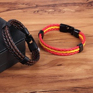 TYO Stainless Steel Men Women Spain Germany France Italy Argentina National Flag PU Leather Bracelet