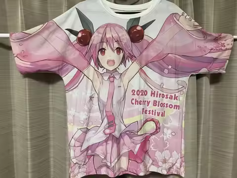 Sakura Miku Hatsune Miku 2020 Hirosaki Cherry Blossom Festival Full Print T-Shirt Unisex Anime Graph