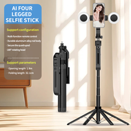 C12 1.8M Selfie Tripod for Cell Phone 360°Auto-Rotation AI Tracking Shooting Quadrapod with Remote C