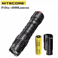 ของแท้100% Nitecore P10iX 4000LM 4ไฟฉาย LED ไฟฉาย USB-C ชาร์จไฟฉายยุทธวิธี + 5000MAh 21700แบตเตอรี่ + NTH10 Holster