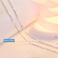 Womens Platinum Box Chain Necklace PT950 with Pendant Full Sky Star Lockbone Chain Bracelet Fashion 