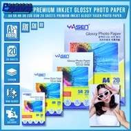 YASEN Glossy Photo Paper A4 5R 4R 3R Size 230GSM Inkjet Photo Paper for Photo Printing (20 Sheets) G