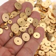 50pcs Stainless Steel Flat Disc Spacer Beads 4mm-10mm Blank Round Loose Beads For Making Jewelry Hol