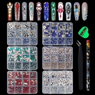 ST 12 Compartment Plastic Case Nail Gems Decorations With Unique Geometric Patterns