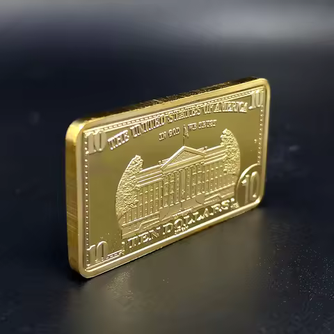 USD 10 Dollar Bullion 24k Gold Bar American Metal Coin Golden Bars