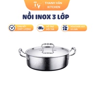 3-layer stainless steel pot, hammer pattern, used for induction cooker, induction cooker (TV331)