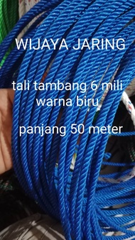 tali tambang serbaguna tebal 6 mili biru panjang 50 meter