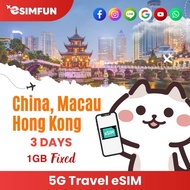 eSIM - China / Hong Kong / Ma-cau 5G Travel eSIM - 3-30 Days Unlimited Data (NO Registration)