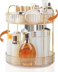 Boxalls Makeup Organiser Rotatable, 2 Tier Bathroom Organiser, 360 Degree Large Capacity Cosmetic St
