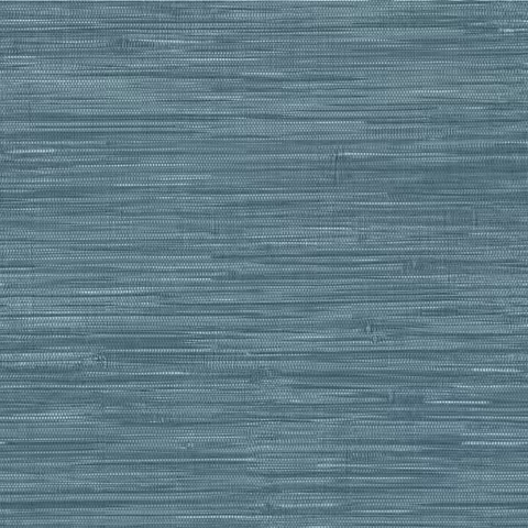 Steel Blue Grassweave Raised Ink Vinyl Peel And Stick Wallpaper 216-in by 20.5-in 30.75 sq. ft.