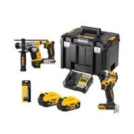 ชุดสว่านไขควงและสว่านโรตารี่ไร้สาย (พร้อมแบตเตอรี่และแท่นชาร์จ) DEWALT DCK2213P2TA-B1 18 โวลต์ (1304