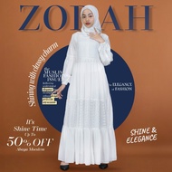 YKP ZORAH • Gamis putih brokat wanita simple elegan busui &amp; wudhu