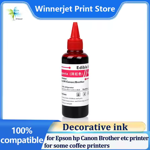 Winnerjet 100ml Ink Used for Epson, HP, Canon, Brother Etc. Edible Ink Printers