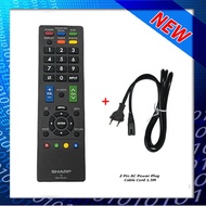 NEW Original Remote control for LED TV Sharp + 2 pin power plug cable